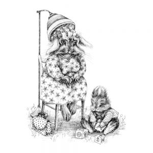 Angora Rabbit Mummy and Son Nachhaltiges Print-Shirt Männer Motiv