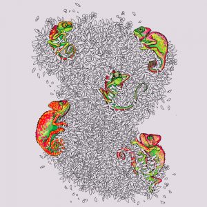 Jungle Life Chameleon Nachhaltiger Print-Hoodie Männer Motiv